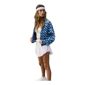 Free People FP Movement Top Seed Printed Tennis Jacket Blue Size Small NWT